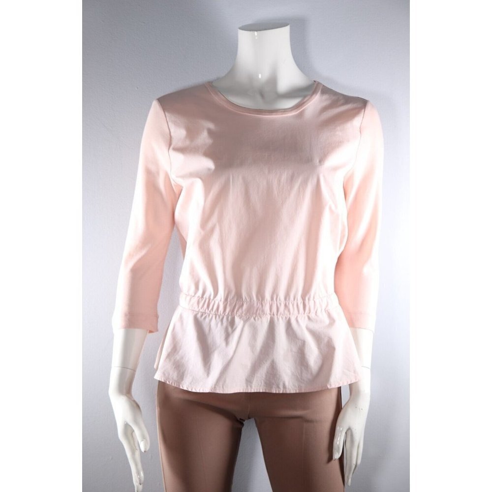 Luisa Cerano Women's US8 Pink T-Shirt 3/4 Sleeve Cotton Tie-Back Peplum Top $325